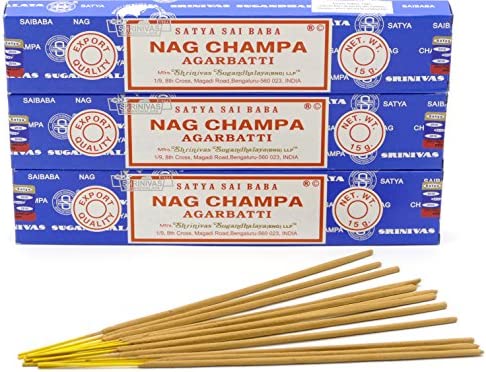 Satya Nag Champa - Varitas de incienso (15 g), 3 packs = 36 sticks
