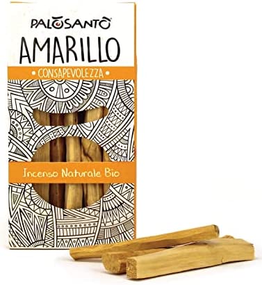 PALOSANTO - Incienso Palo Santo Amarillo - 5 Palitos - Madera Sagrada Bursera Graveolens de Ecuador - Aroma balsámico y Fresco - Producido de Forma Etica y Sostenible