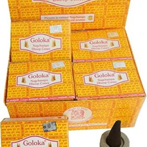120 conos de incienso Goloka Nagchampa Dhoop Cones 12 cajas con porta inciensos pack aroma fragancia ambientador