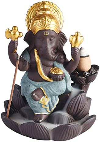 SUPVOX Quemador de incienso de cerámica Ganesha elefante Dios titular de incienso Ganesh estatua elefante Buda estatua verde