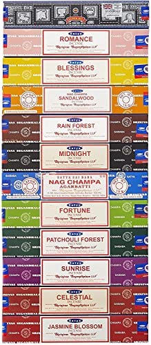 Satya Surtido Pack Oriental - 12 Paquetes de 15g - 180 Varillas en Total - 100% Natural