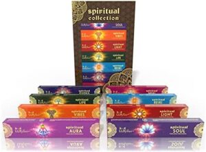 Luxflair Varitas de Incienso Masala en un Set de 8 sabores. Colección Premium Espiritual Agarbathi para meditación y relajación en un Hermoso Set de Regalo.