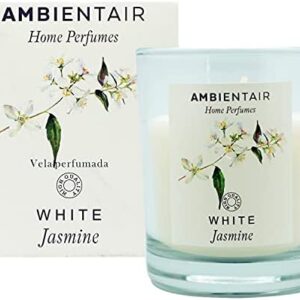 Ambientair Home Perfume. Vela aromÃ¡tica White Jasmine, ambientador de jazmÃ­n, Vela aromÃ¡tica para casa, Aromaterapia, Vela en vaso de cristal para interiores. DuraciÃ³n 30 horas.