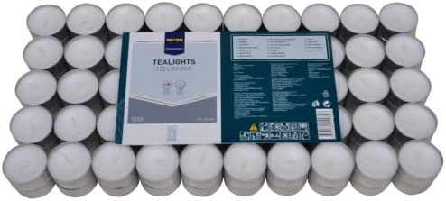 METRO Professional Velas de té, 100% parafina, Ø 39 x 22 mm, duración: 8h (aprox.), blancas, 100 unidades